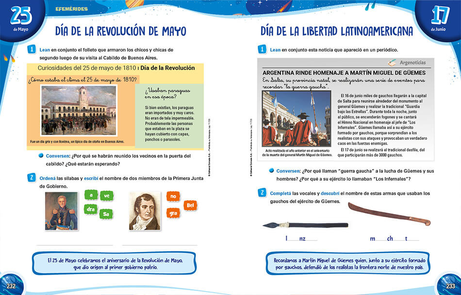 Muestra Doble de Efemérides: Páginas 232-233